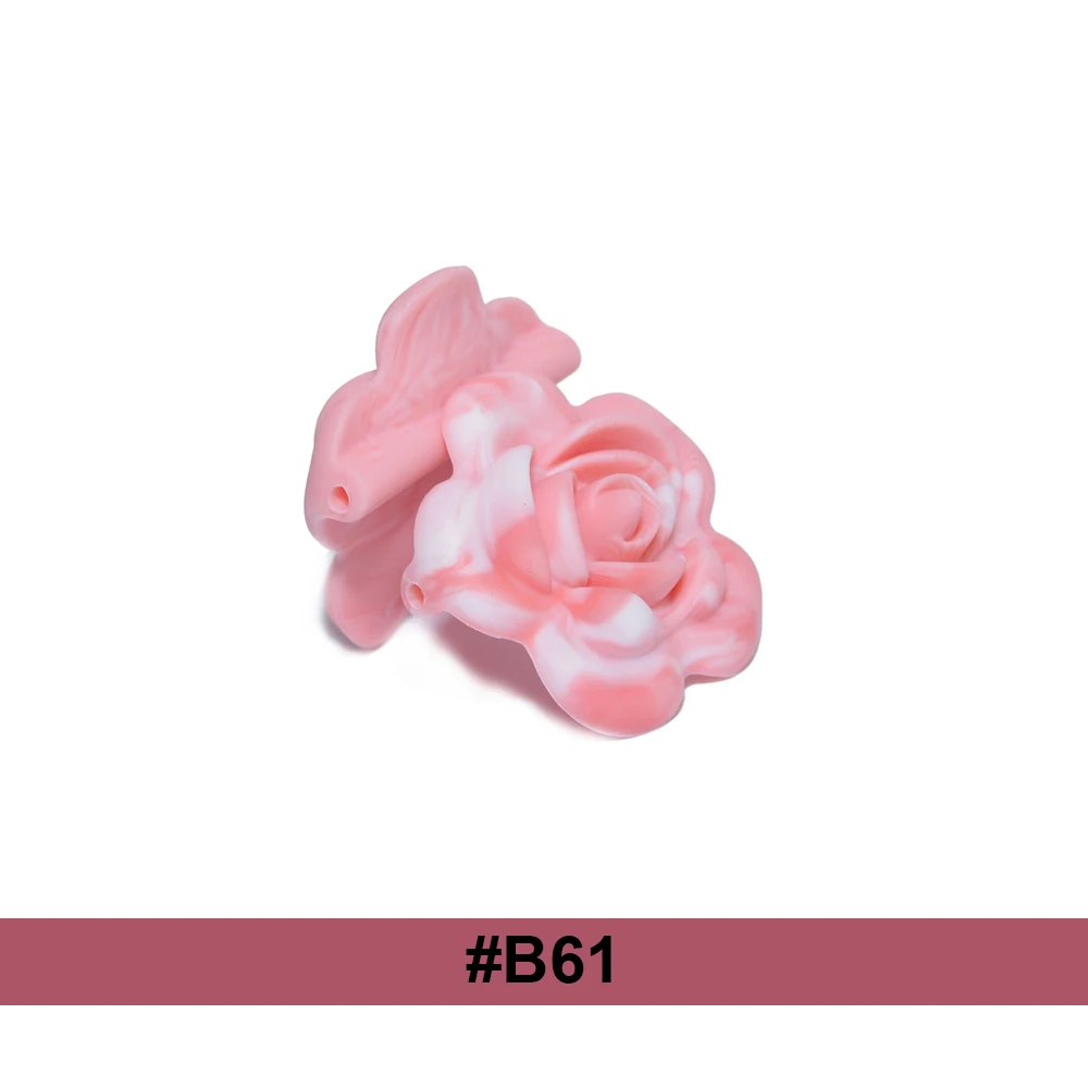 10 шт. силиконовые розовые бусины BPA Детские Прорезыватели для зубов в форме цветка Детские трофеи для детский аксессуар для прорезывания зубов - Цвет: B61