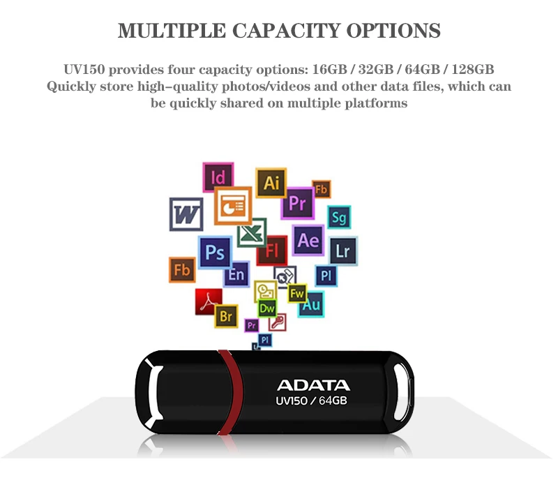 ADATA USB 3.2 Gen 1 Black Memory Stick 32gb 64gb 128gb 16gb High Speed Portable Pendrive UV150 Storage Disk For Computer 500gb usb stick