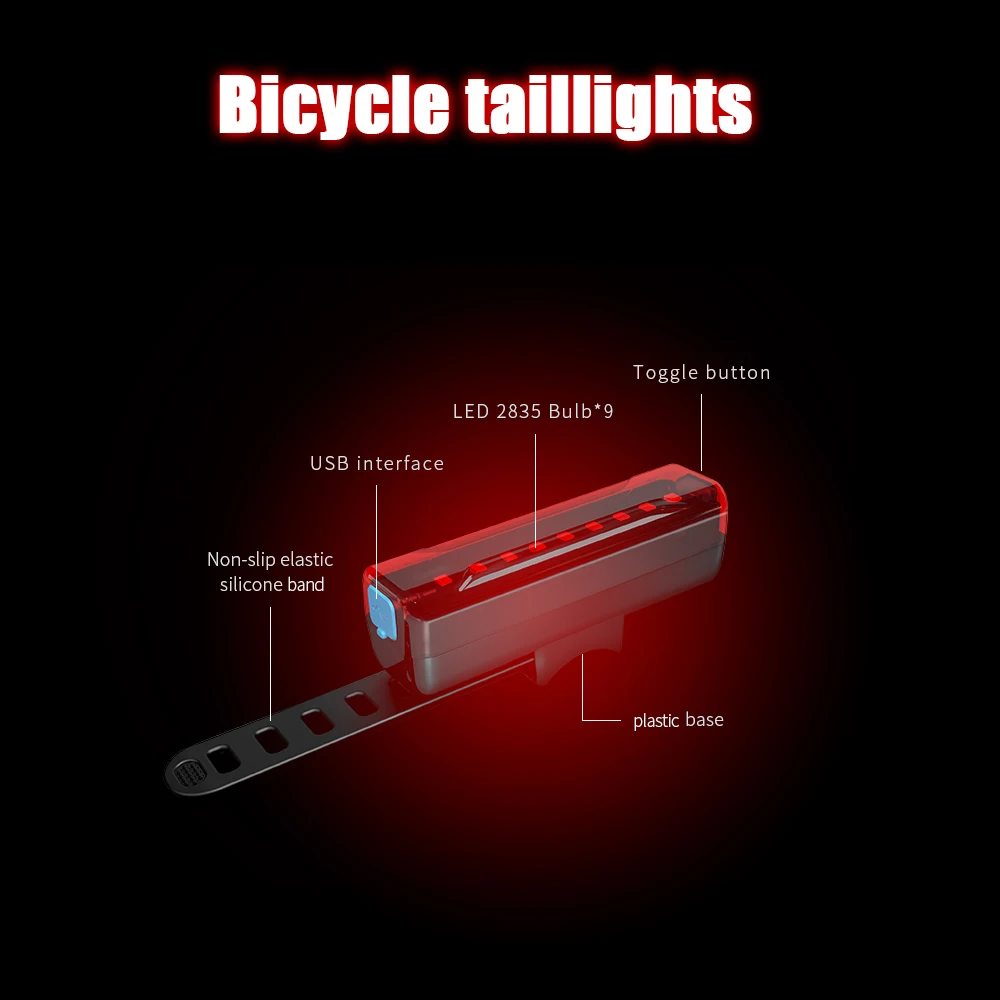 Rechargeable Bike light LED Taillight Rear Tail Safety Warning Cycling Portable Light Waterproof USB Charge Bicycle Rear Light