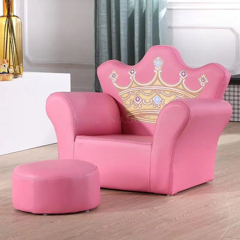 rosa sillón infantil Sofá para niños linda niña princesa bebé sofá perezoso sofá de la corona asiento de dibujos animados sofá 