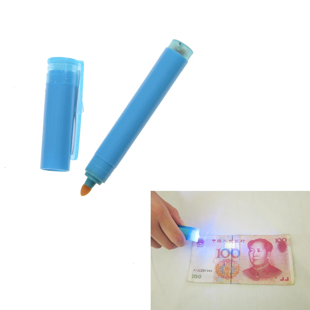 

Counterfeit Fake Forged money Marker Pen Useful Banknotes Detector 2in1 UV Light Money Bank Note Checker Detector Tester