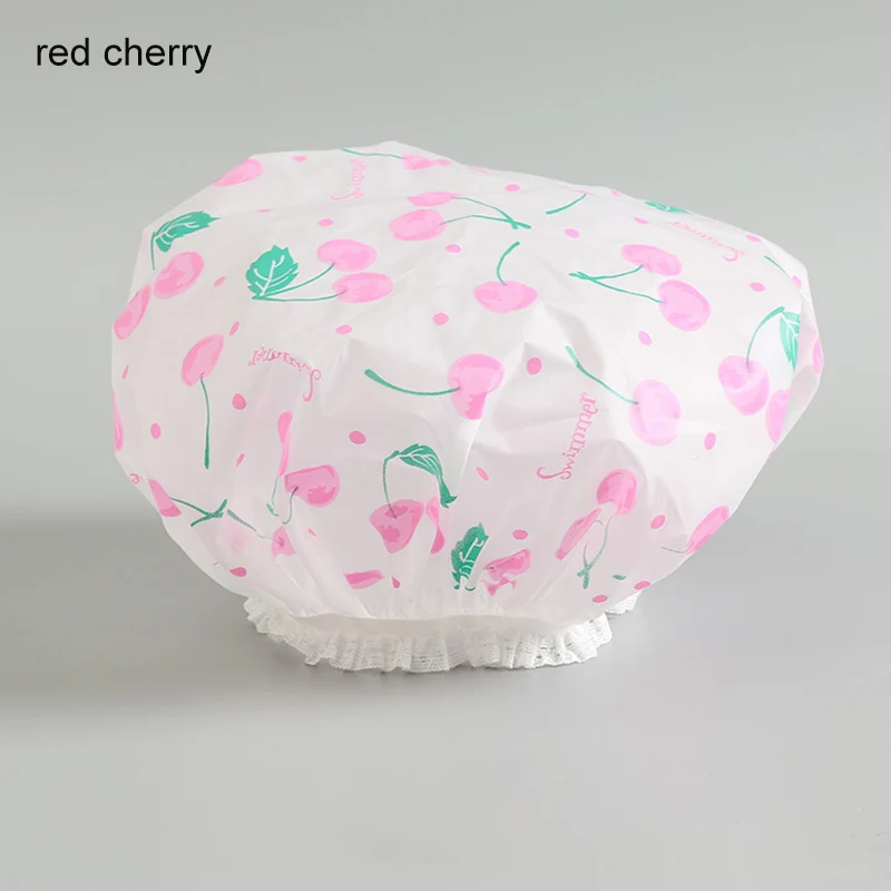 red cherry Утолщенная эластичная лента водонепроницаемая шапочка для купания шапочка для душа 1 шт. экологически чистые Мультяшные Женские аксессуары для ванной комнаты - Цвет: red cherry