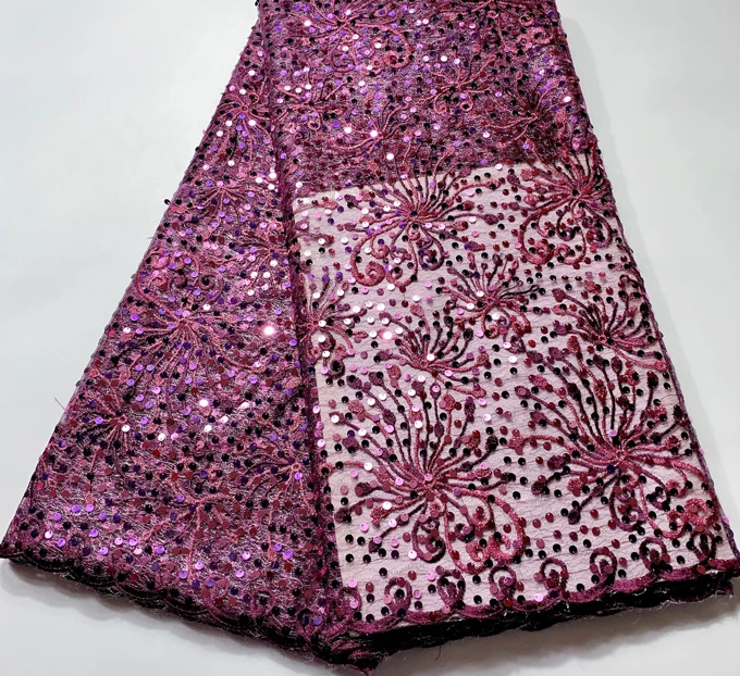 Высокое качество Французский Тюль Блестки африканская кружевная ткань Блестки вышитое кружево в нигерийском стиле ткани для платья Wowen HSH067