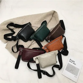 

Casual Waist Bag For Women Alligator Leather Fanny Pack Phone Pouch Chest Packs Ladies Belt Bag Female Shoulder Bags Crossbody