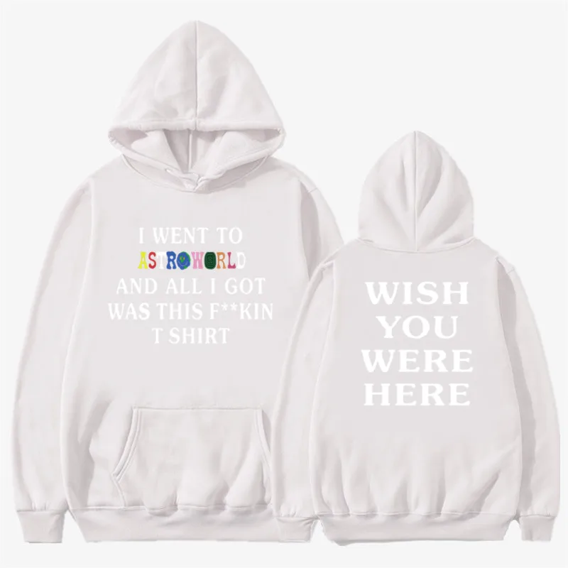 25white Новые мужские толстовки с изображением Трэвиса Скотта Astroworld WISH YOU WAS HERE Толстовка Мужская модная толстовка с текстовым принтом мужской/женский пуловер - Color: 25white