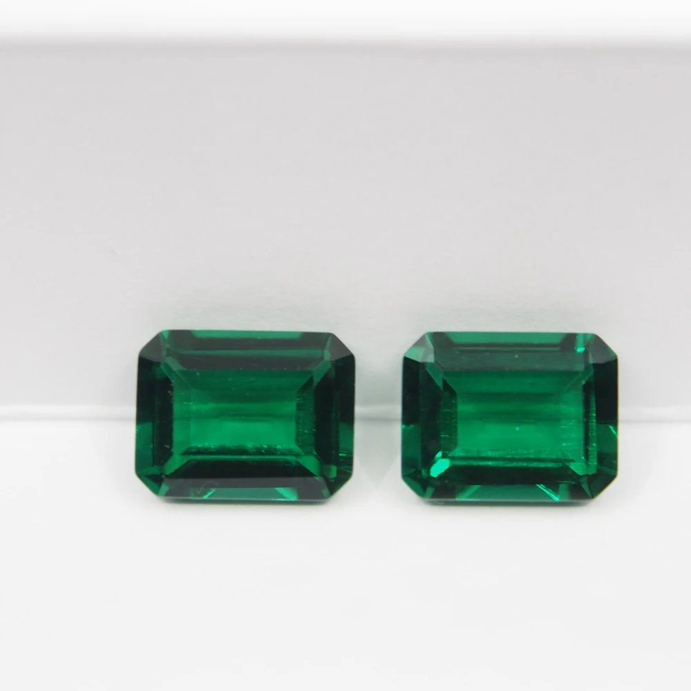 9*7mm 2cts Lab Created Zambia Green Emerald Gem stone Hydrothermal Octagon cut Emerald earring jewelry for women