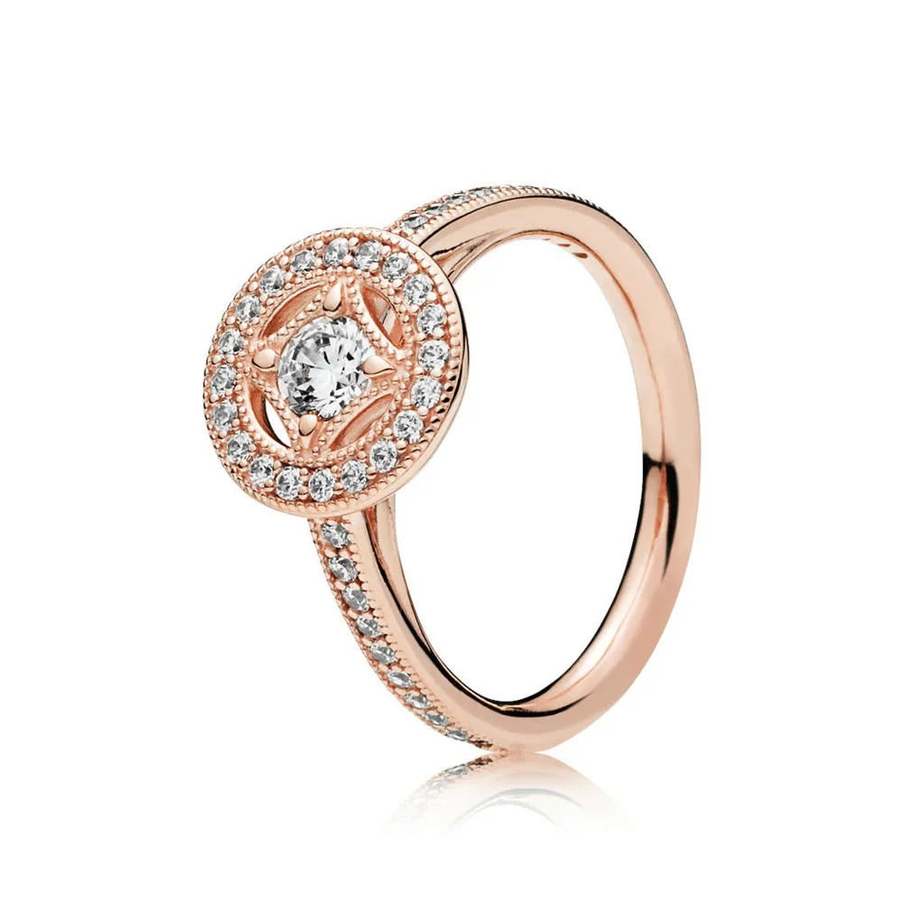 

NEW 100% 925 Sterling Silver 1:1 Original 181006CZ ROSE VINTAGE ALLURE RING Luxury Jewelry Women's Charming Gift