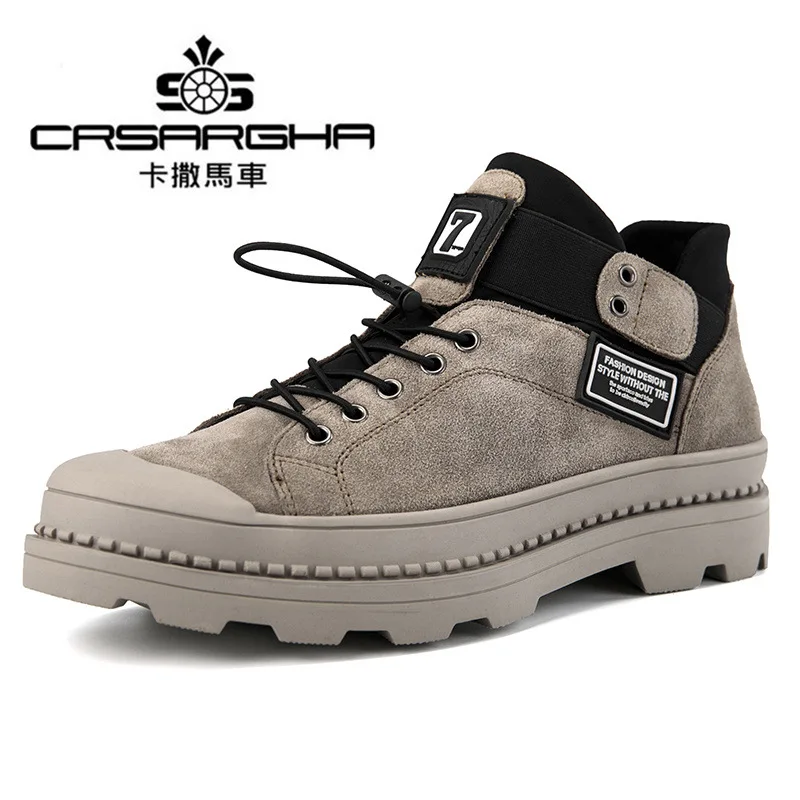 

Winter Hight-top MEN'S SHOES Korean-style Genuine Leather Martin Boots Trend INS Super Fire Sneakers Lively Fella Shoe Large Siz
