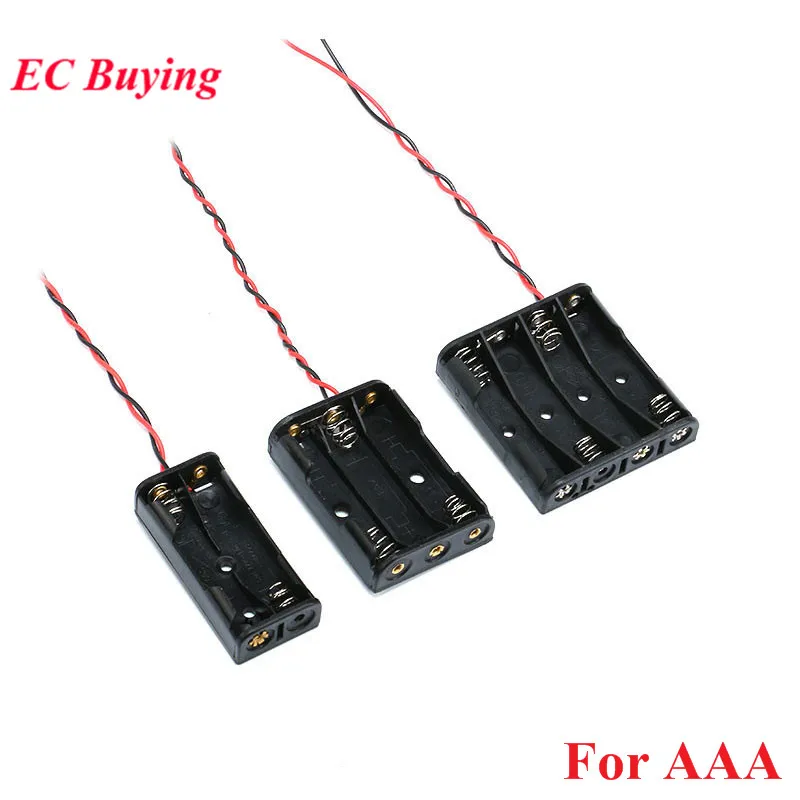 2xaaa 3xaaa 4xaaa 1.5В пластиковая черная батарейка с пружиной чехол для хранения коробка