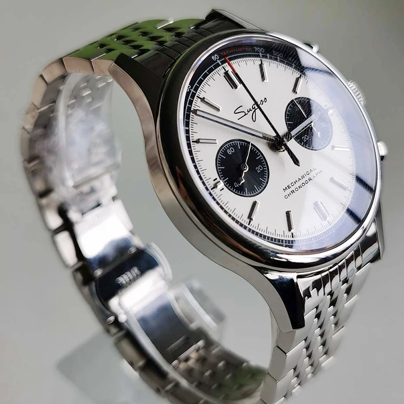 US $199.07 Sugess Panda Dial Seagull Movement st1901 Chronograph Mens Watches Luminous Sapphire Gooseneeck Movement Pilot 1963 Watch Men