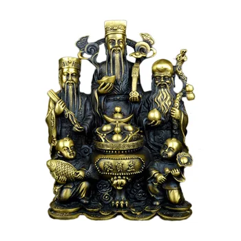 

LAOJUNLU Pure Copper Fu Lu Shou Jubao Ornaments Old People Birthday Gift Shouli Birthday Gift