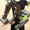 Huina 1593 1558 RC Engineering Truck Machine 2.4G Remote Control Caterpillar Excavator Digger  Alloy Tractor Toys Model 1