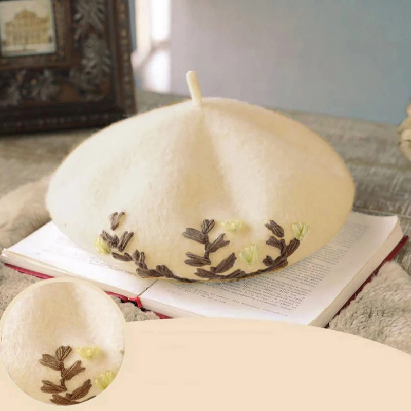 Heißer Verkauf Frauen Winter Wolle Warme Baskenmütze Kappe Weibliche Französisch Maler Hut_voghion.com