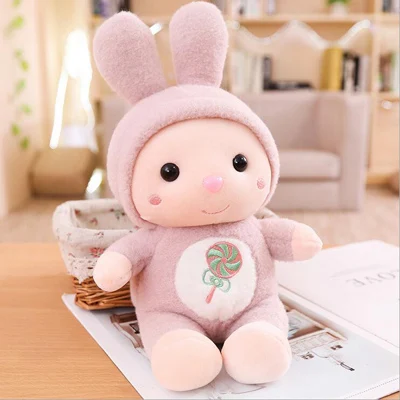 Light Pink Cute Cartoon Rabbit Plush Toy Stuffed Animal Rabbit Baby Doll Toys Plush Pillow Children Toy Girls Ragdoll Gift - Цвет: Light Pink
