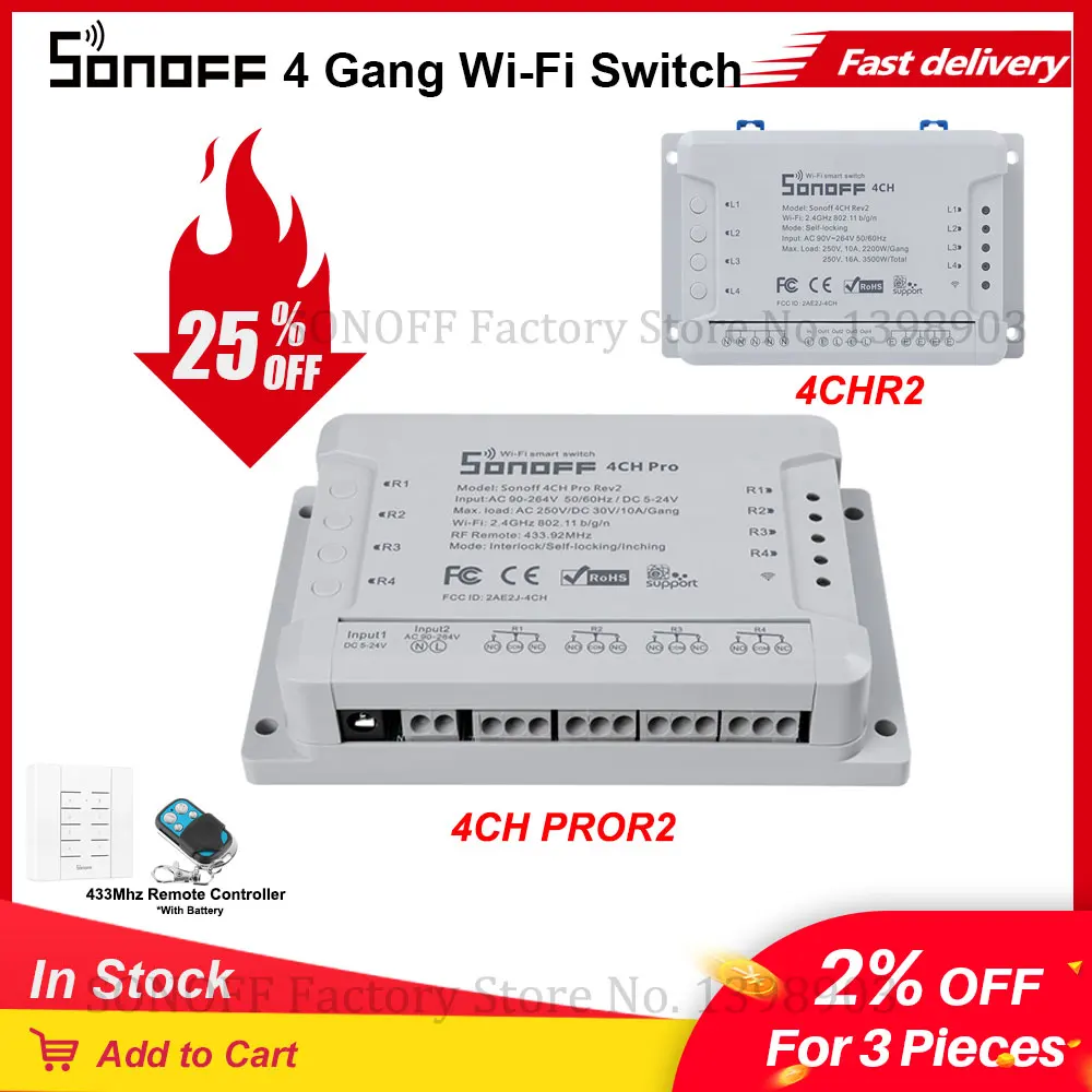 Itead SONOFF 4CH / PRO R3 Wifi умный выключатель 4 канальный таймер светильник переключатель