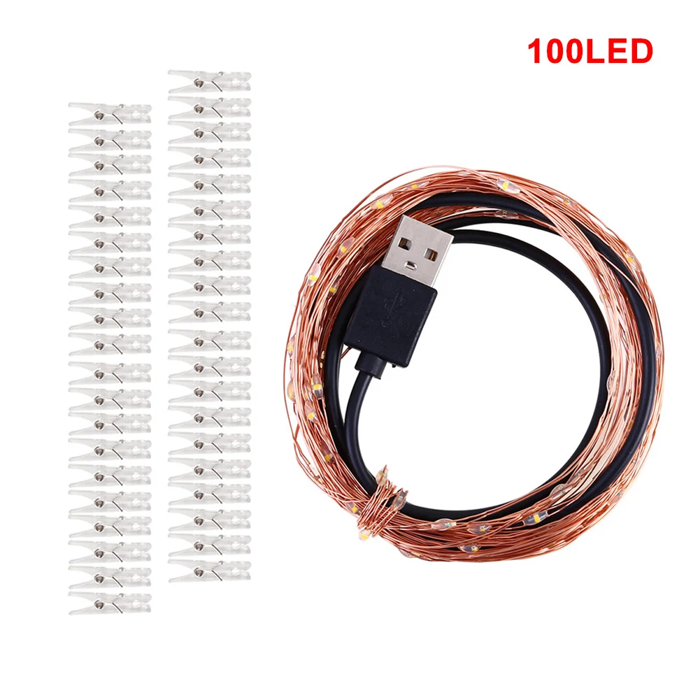 Solar String Lights 20, 50, 100 LED Copper Wire Star String Lights Indoor and Outdoor for Garden Courtyard Home Party TS - Испускаемый цвет: 100led
