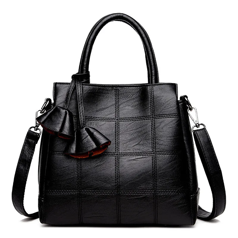Sac Tote кожаные роскошные сумки женские сумки дизайнерские сумки высокого качества женские сумки через плечо женская сумка - Цвет: BLACK