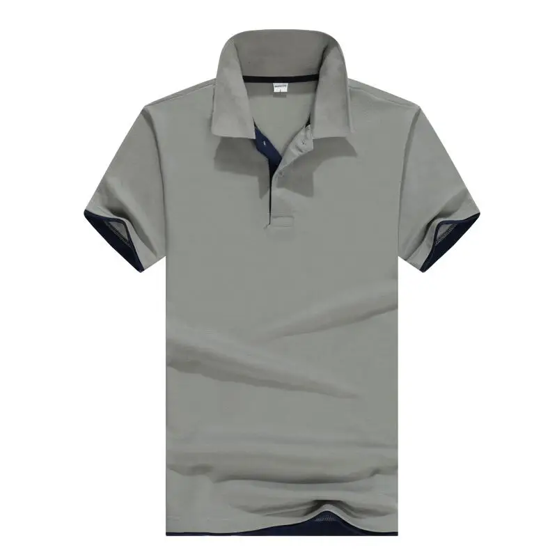 Nouveau поло de marque для мужчин дизайнерские поло hommes \ coton с коротким рукавом chemise Маркес Maillot golft - Цвет: Gray-Navy