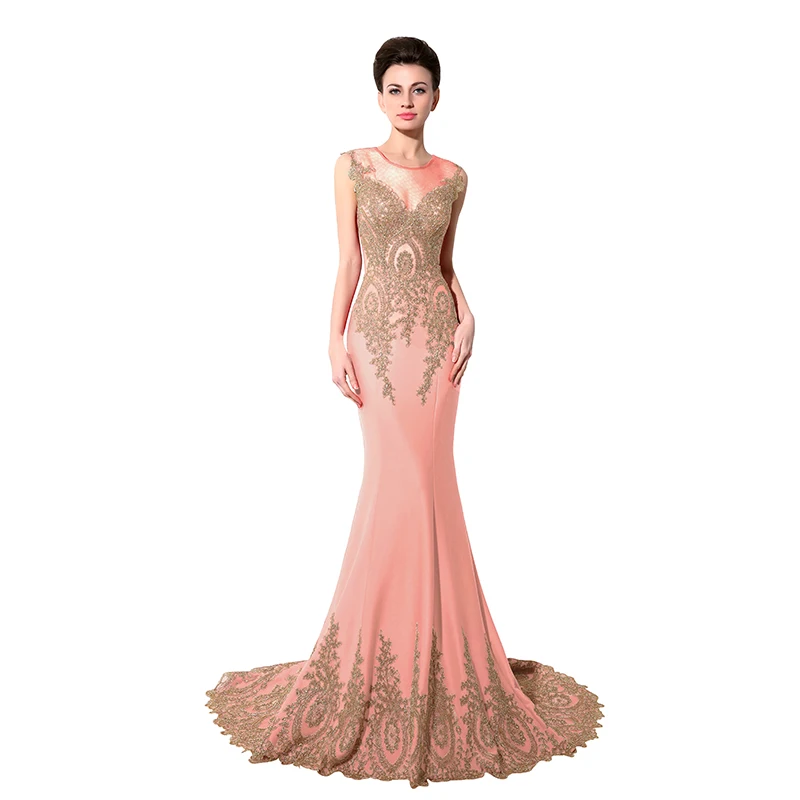 Blush Robe De Soiree реальные фотографии королевский синий Русалка размера плюс вечерние платья арабский Иллюзия Кружева Длинные Формальные женские вечерние платья XSU028 - Цвет: Blush