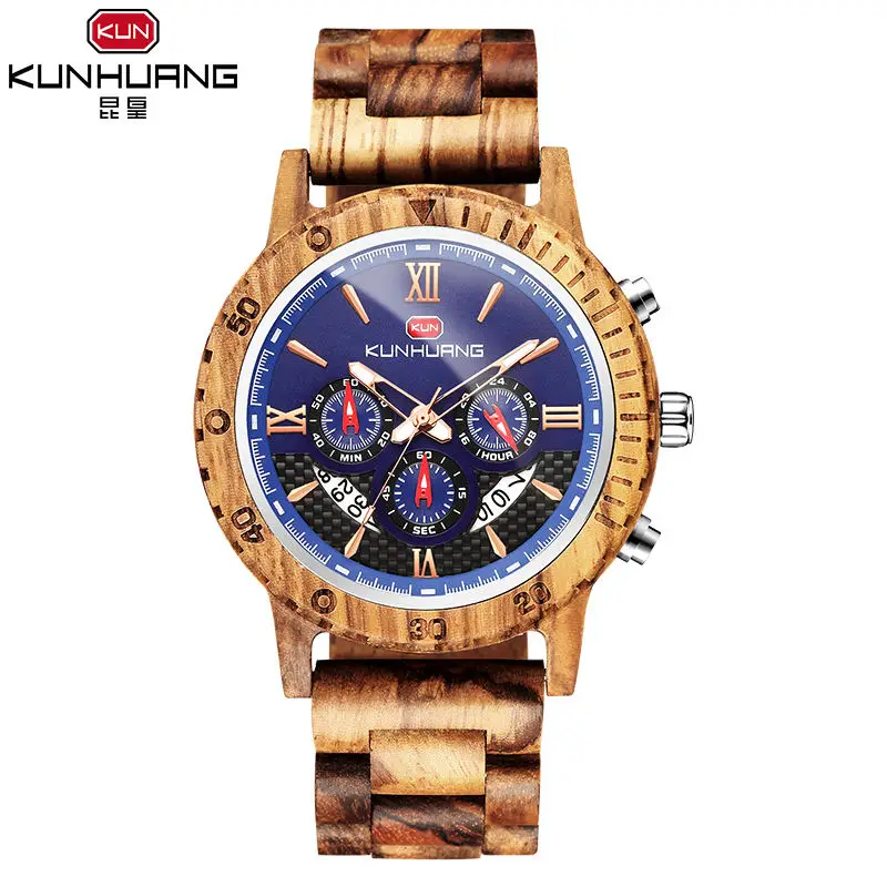 Деревянные мужские часы ручной работы, роскошные брендовые наручные часы с 24 часами, высококачественные кварцевые мужские деловые часы с календарем