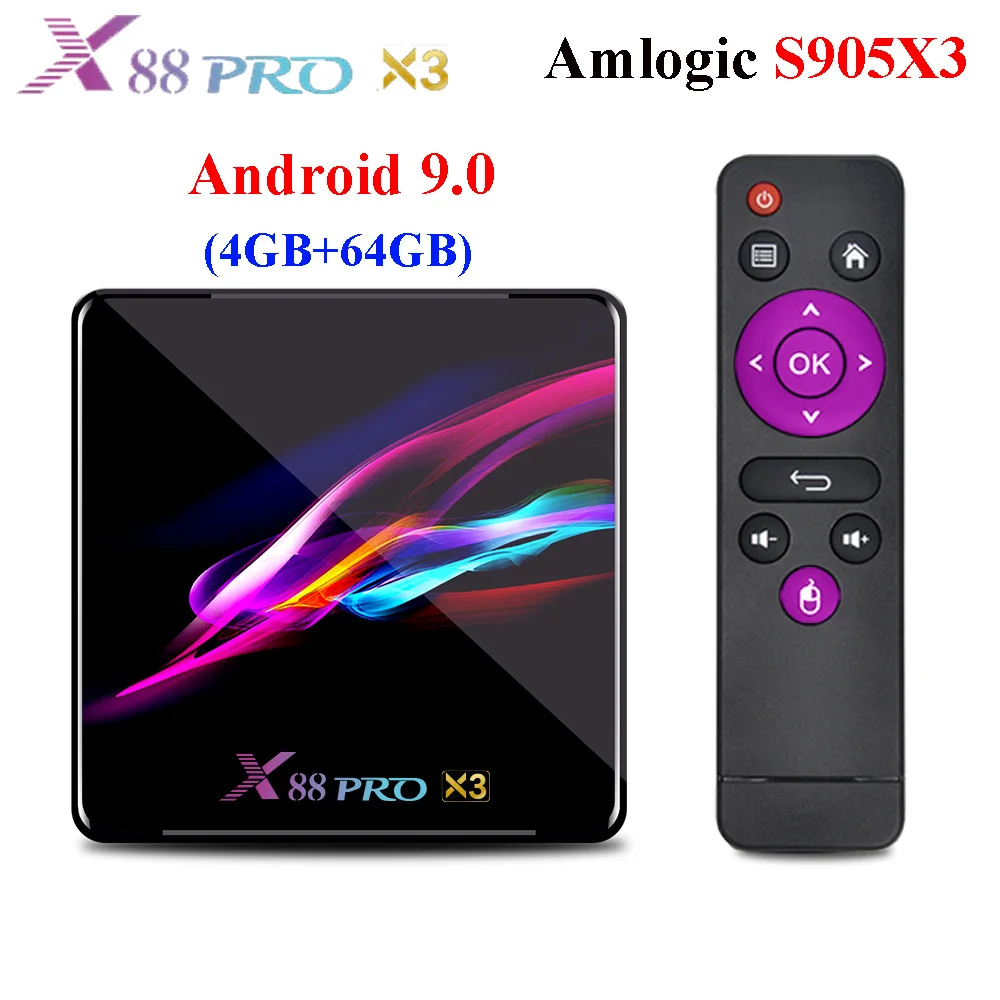 ТВ-приставка X88 Pro X3 Amlogic S905X3 Android 9 0 4 ГБ 32 1000 м Bluetooth 5G wifi 8k медиаплеер VS X96 max plus