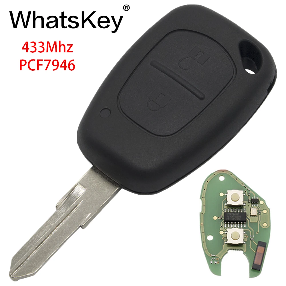 

WhatsKey Car Remote Key Fit For Renault Vivaro Traffic Master Clio Scenic Movano Kangoo ID46 PCF7946 Chip 433Mhz NE73 Blade