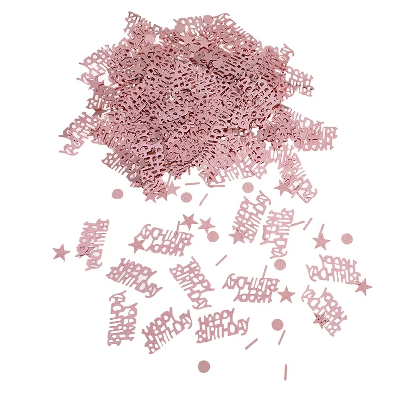 

590Pc/Pack Diamond Happy Birthday Letter Star Glitter Rose Gold Paper Confetti 1.5/3.2CM Birthday Party Table Scatter Decor DIY