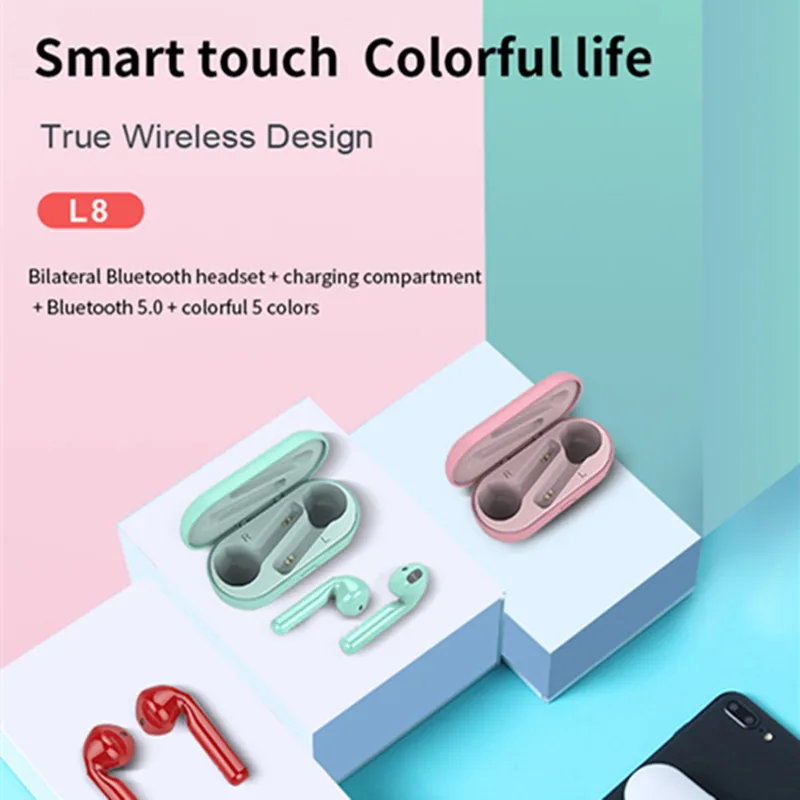 

L8 TWS Mini wireless Headphones Waterproof earbuds HD Mic Noise Reduction Earpieces For xiaomi huawei iphone Bluetooth earphones