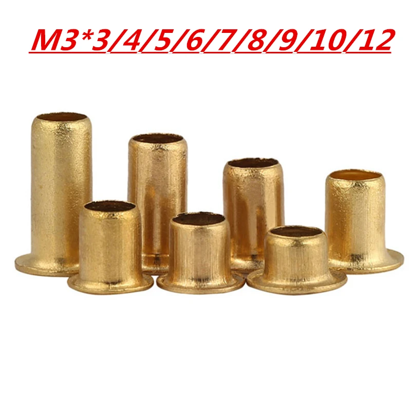 Copper Brass Eyelet Hollow Tubular Rivets Through Nut Kit 90pc M2.5 x 2.5-10mm 