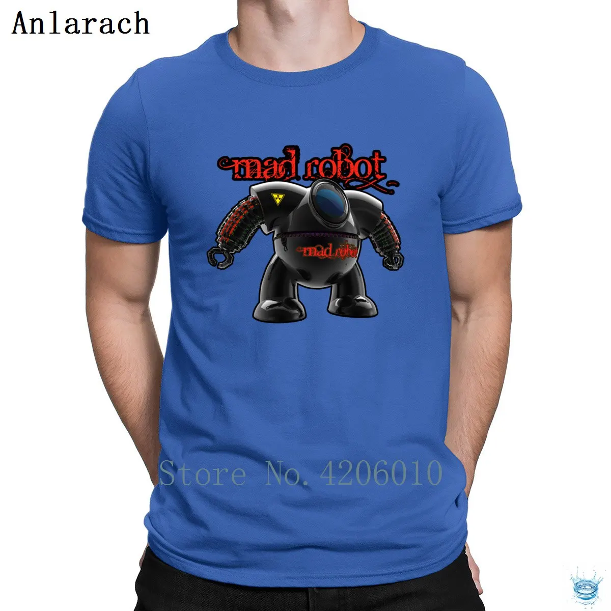 Royalblue Mad Robot, футболки с коротким рукавом и надписью,, футболка для мужчин, необычный Летний стиль, мужские забавные повседневные футболки - Цвет: Royalblue