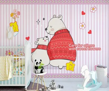 

CJSIR Custom Wallpaper Hand-painted Cartoon Mother and Son Polar Bear Children's Room TV Sofa Background Wall 3d Wallpaper
