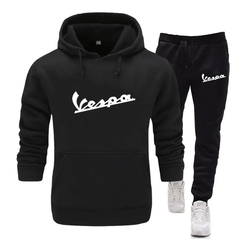 

high quality New Men's Vespa Sweatshirts Suit Sportswear Fashion 2020 Autumn Casual Two Pieces Hoodies Pants Set Male Sweat Suit