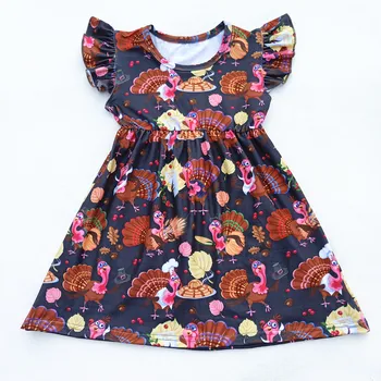 

Thanksgiving Toddler Girls Dress Boutique Fluttler Milk Silk Turkey Dresses for Girls Thanksgiving Frock Design Girls Clothes