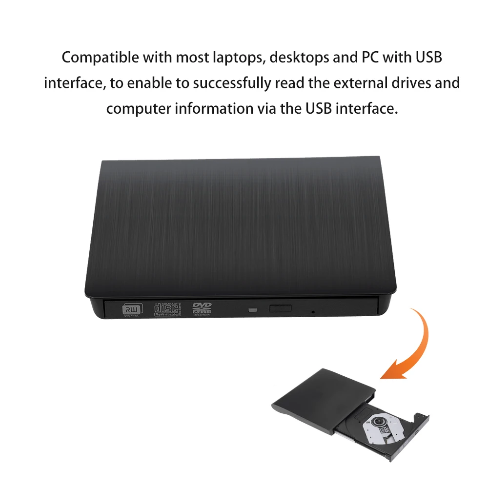  USB Mobile External DVD-RW Portable Drive ODD External DVD Drive ROM Player Writer for Windows Linu