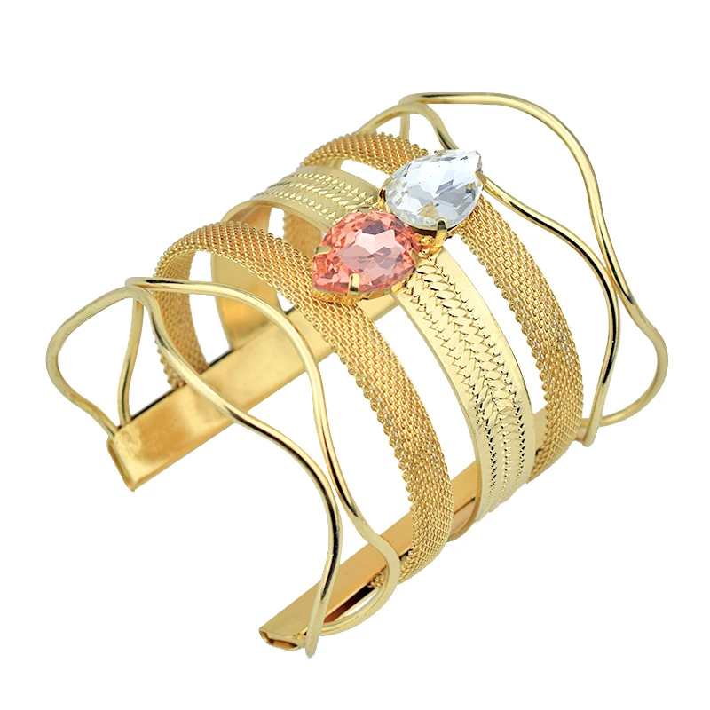 

120pcs/Lot Open Wide Gold Bangle for Women Arm Cuff Bracelets Metal Hollow Big Bangles Fashion Jewelry Accessories Wholesale