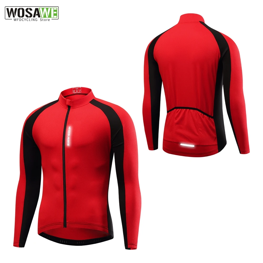 WOSAWE Breathable Cycling Jersey Qick Dry MTB Bike Bicycle Shirts Men's Top clothing ciclismo Long Sleeves Jersey Running Shirts