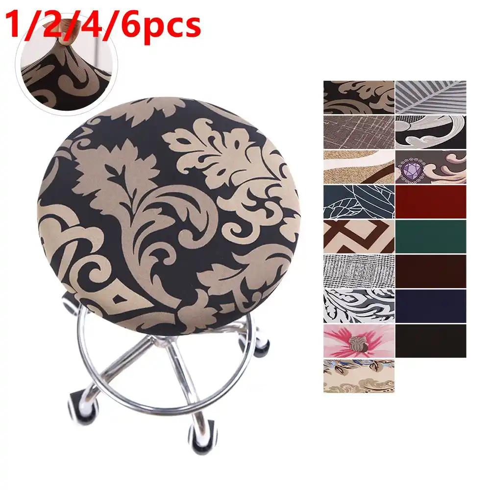 Flower Print Elastic Round Chair Cover Bar Stool Cover Seat Chair Slipcover 06US