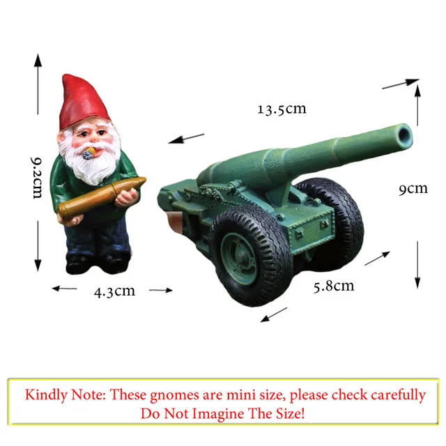 2 pièces/ensemble Mini drôle mignon nains et canon résine Gnome Statue bricolage bonsaï décoration pour maison bureau bureau Sculpture livraison directe 6