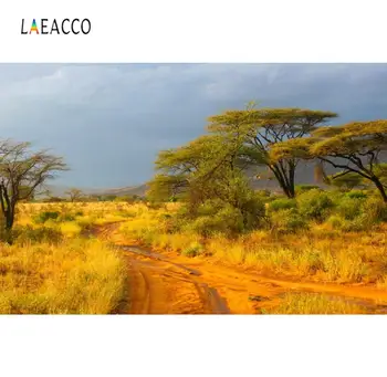 

Laeacco Autumn Backgrounds Yellow Grass Mountain Tree Grass Scenic Photocall Photographic Backdrops For Photo Studio