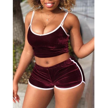

Sexy 2 Piece Women Sets Tank Top Shorts Tracksuis Summer Fashion Sportswear Outfit
