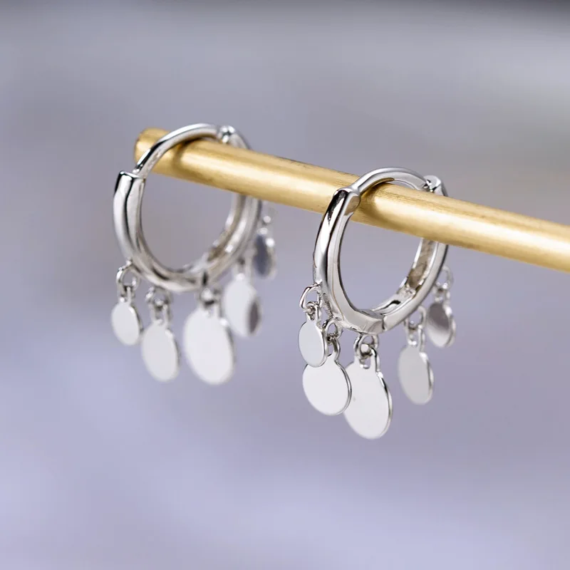 

Fashion 925 Sterling Silver Five Round Circle Pendant Ear Piercing Ear Ring Earings Gold Color Huggie Hoops Earrings for Women
