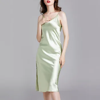 

Nightgowns Sexy Women Night Dress Sleepwear Deep V Neck Underwear Pullover Simple Young Girl Home Casual 2020 Slik Dress