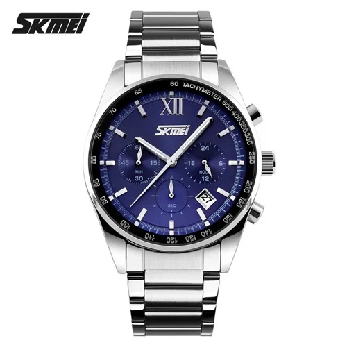 

Skmei 9096 Steel Watch Waterproof MEN'S Watch Multi-functional Watch Men's Quartz Watch