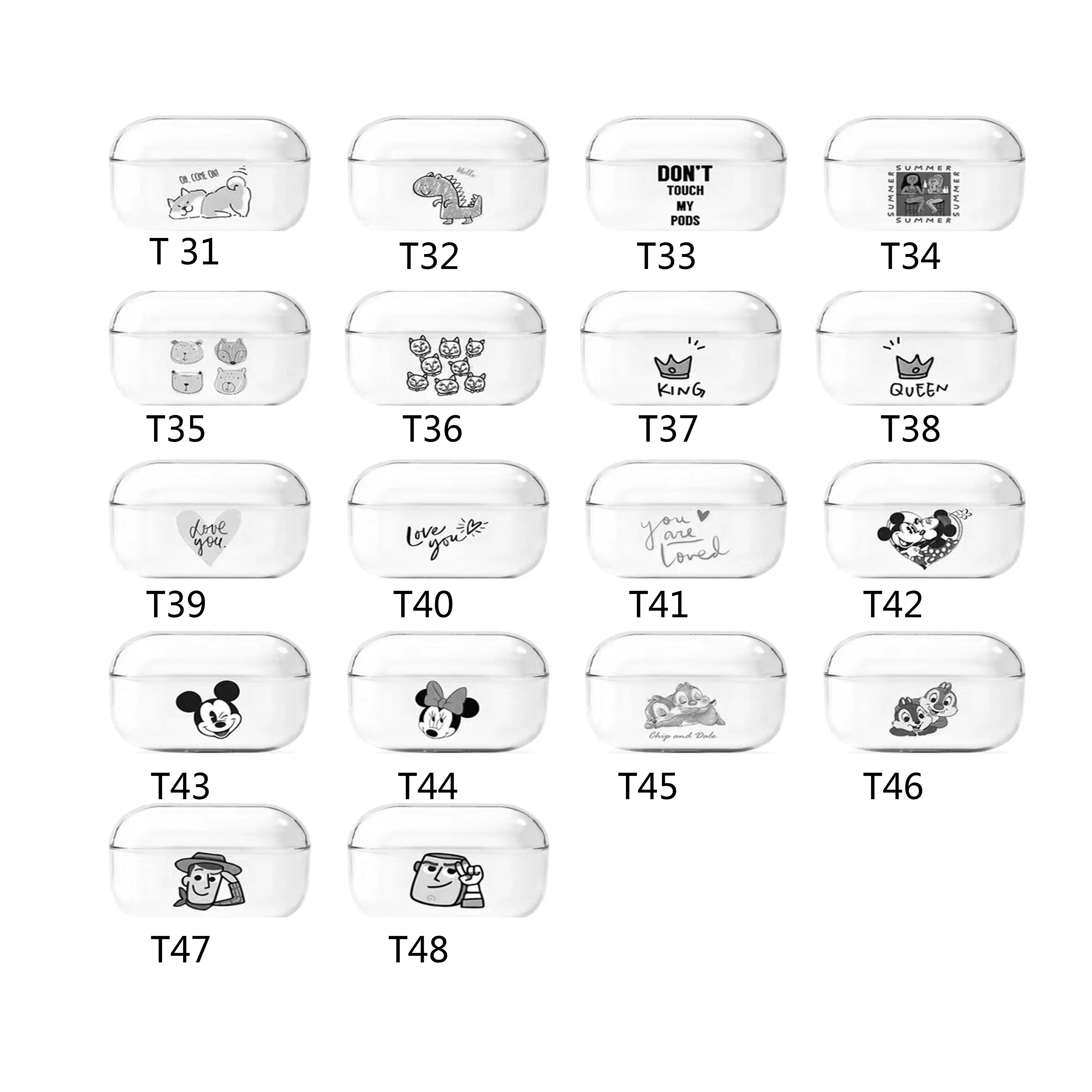 T для pro цветной чехол, милый прозрачный чехол, гарнитура для Airpods, тонкий чехол, защита для Airpods, зарядная коробка, Жесткий Чехол