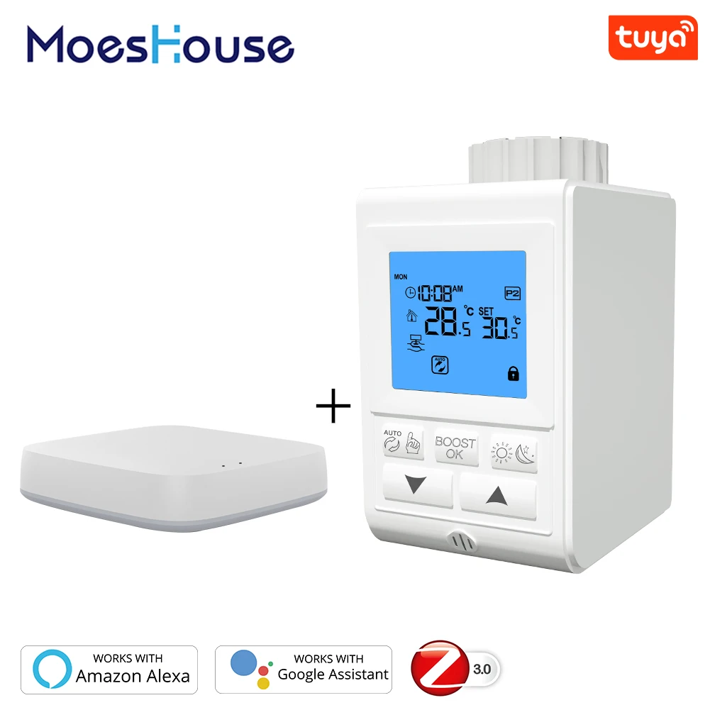

Smart TRV Thermostatic Radiator Valve Controller Zigbee Thermostat Heater Temperature Voice Control Works with Alexa Google Home