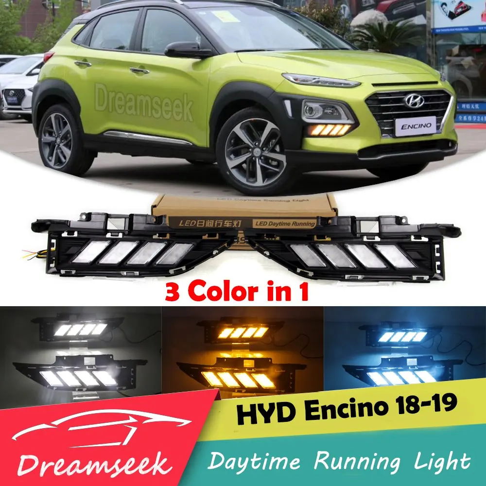 Дневные ходовые огни для Hyundai Kona 2018 2019 2020 2021 3 цвета |