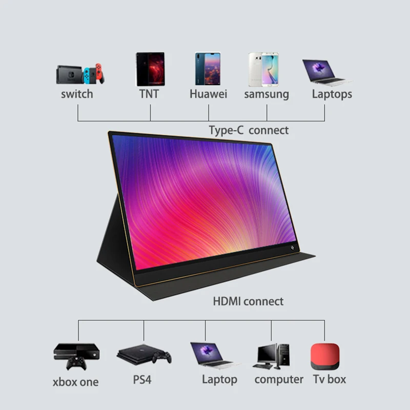  Portable Gaming monitor IPS Touch screen built in battery Gaming Display for Huawei &laptops xboxsw