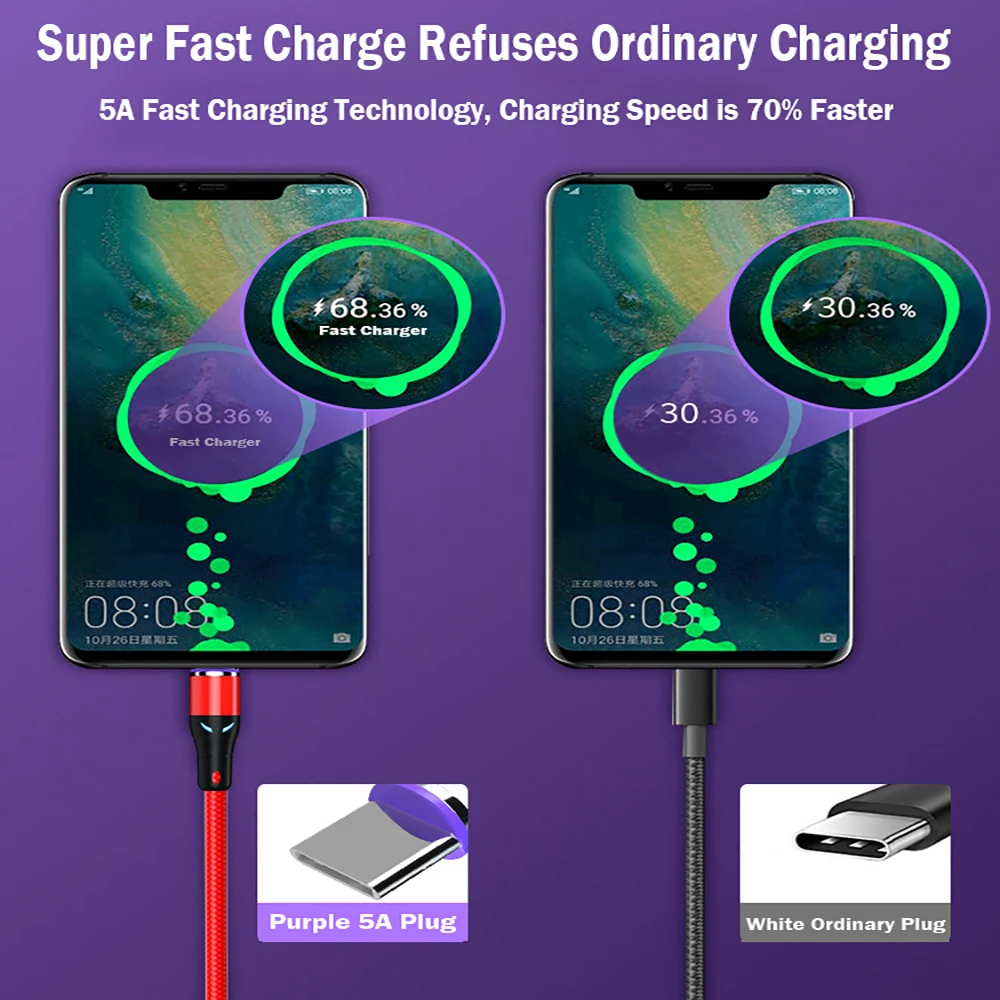 5A супер быстрая зарядка Магнитный кабель для iPhone 11 Xiaomi huawei samsung Micro Usb type C