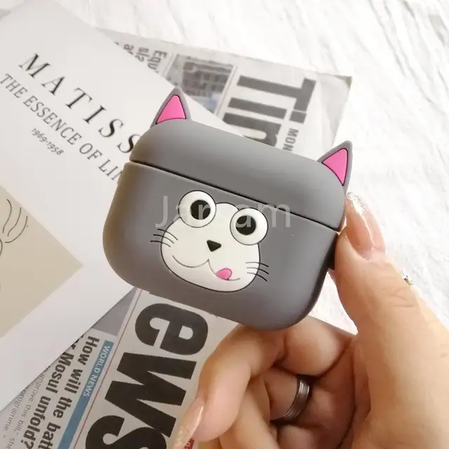 cute For airpods pro case Silicone Wireless Headphone Case Earphone For Airpods pro Case Cover accessories Protective Greycat