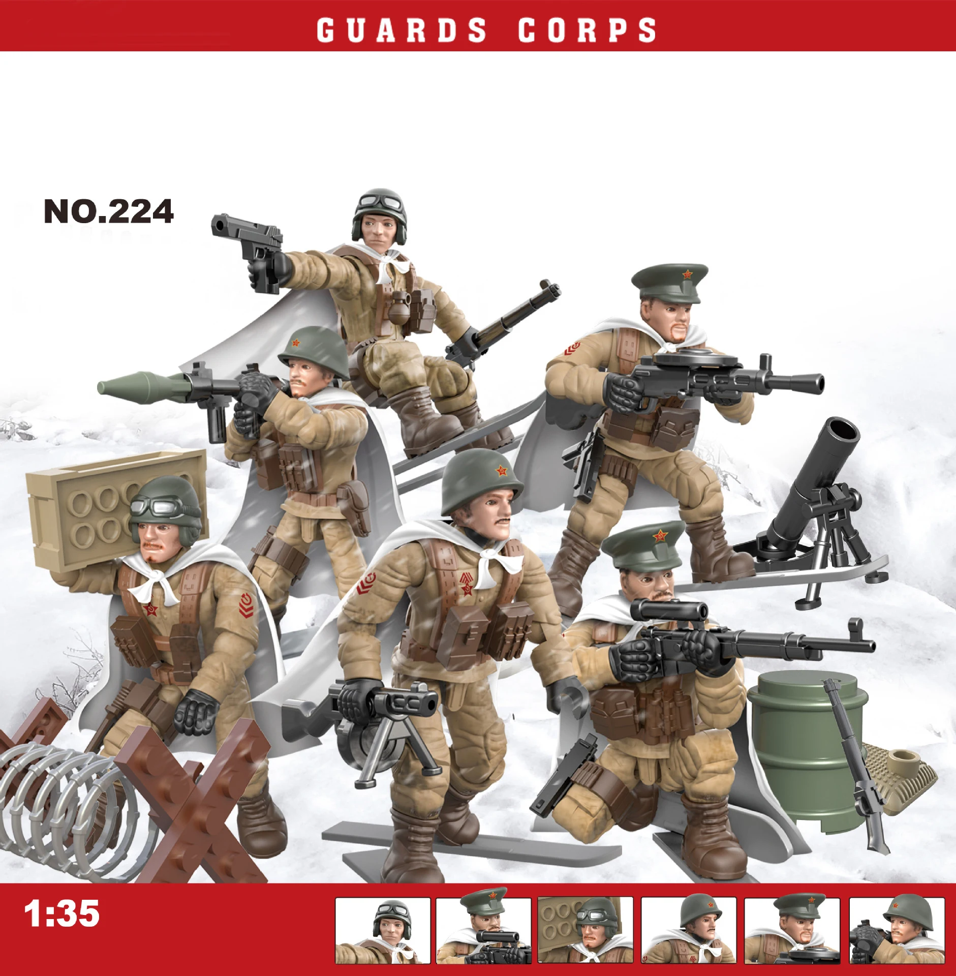 1941 Moscow campaign Snow battle world war military mega block Soviet Union guards army action figures weapon building brick toy | Игрушки и